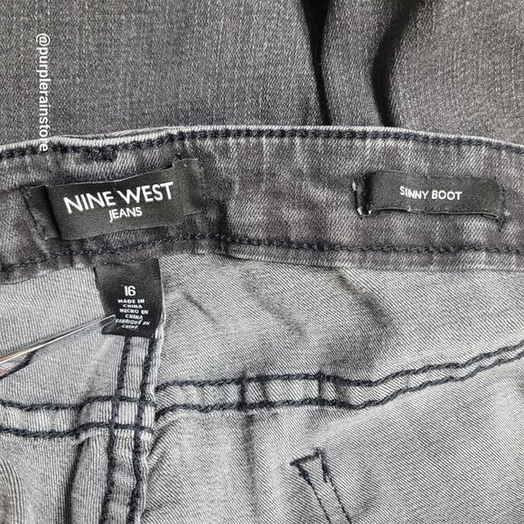 Nine West Jeans Size 16 Skinny Bootcut High Rise Tummy Control Black Wash Denim - Picture 4 of 12